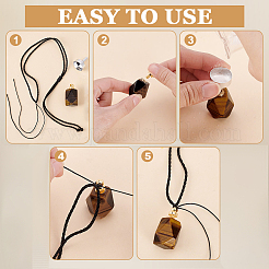 DIY Natural Tiger Eye & Indian Agate Octagon Perfume Bottle Pendant Necklaces Making Kits&nbsp;DIY-GA0007-76