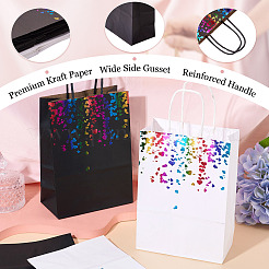 12Pcs 2 Colors Colorful Hot Stamping Heart Paper Gift Tote Bags&nbsp;ABAG-TA0001-57B