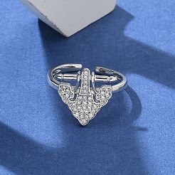 Brass Micro Pave Clear Cubic Zirconia Cuff Finger Rings for Women&nbsp;RJEW-U033-07P