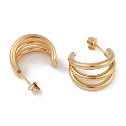 PVD Vacuum Plating 201 Stainless Steel Moon Stud Earrings&nbsp;LS-EJEW-I309-73G-01