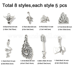 40Pcs 8 Styles Tibetan Style Alloy Pendants&nbsp;TIBEP-FP0001-17
