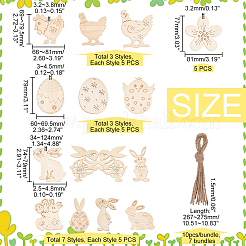 Easter Theme Unfinished Wood Pendant Decorations&nbsp;HJEW-WH0043-58