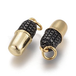 Brass Micro Pave Black Cubic Zirconia Pendants&nbsp;ZIRC-Z001-03A