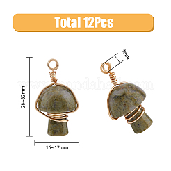 12Pcs 6 Styles Natural & Synthetic Mixed Stone Copper Wire Wrapped Pendants&nbsp;FIND-FH0006-26