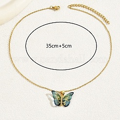 Plastic Butterfly Pendant Necklace with Golden Stainless Steel Chains&nbsp;XQ2799-1