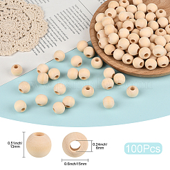 Natural Unfinished Wood Beads&nbsp;WOOD-PA0001-16C