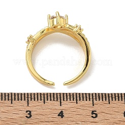 Brass Micro Pave Cubic Zirconia Cuff Open Rings for Women&nbsp;RJEW-C163-18G