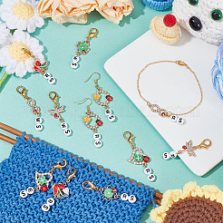 Alloy Enamel Ladybird Theme Pendant Locking Stitch Markers&nbsp;HJEW-AB00087