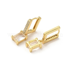 Rectangle Real 18K Gold Plated Brass Dangle Hoop Earrings&nbsp;EJEW-L268-027G-04