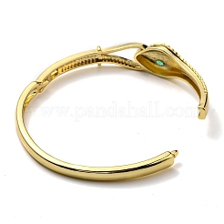 Green Cubic Zirconia Snake Hinged Bangle&nbsp;BJEW-B054-12G