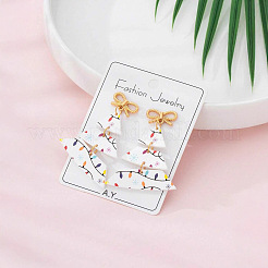 Alloy with Printed Acrylic Bowknot Christmas Tree Stud Dangle Earrings&nbsp;FS-WGF5007-01