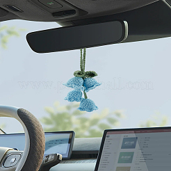 2Pcs Lily of the Valley Kintting Cotton Wool Pendant Decorations&nbsp;HJEW-LP0002-93B