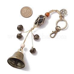 Braided Nylon Thread Pouch Natural Tourmaline Pendant Decorations&nbsp;HJEW-JM02104