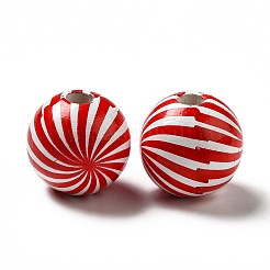 Christmas Theme Printed Natural Wooden Beads&nbsp;WOOD-L020-A03
