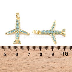Brass Micro Pave Sky Blue Cubic Zirconia Pendants&nbsp;CU-CBAA571-05G