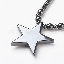 Non-magnetic Synthetic Hematite Pendant Necklaces&nbsp;NJEW-G290-05