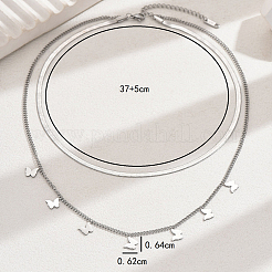 201 Stainless Steel Double Layer Butterfly Tassel Necklaces for Women&nbsp;MM9715