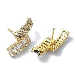 Rectangle Shape Brass Micro Pave Cubic Zirconia Stud Earrings&nbsp;EJEW-D098-11G