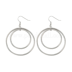 Electroplated 304 Stainless Steel Flat Round Dangle Earrings&nbsp;EJEW-Z129-09P