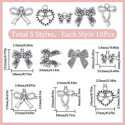 50Pcs 5 Style Tibetan Style Alloy Pendants&nbsp;FIND-SC0008-91