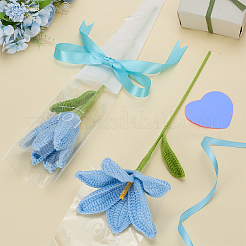 Crochet Cotton Flower Ornaments with Iron Wire&nbsp;AJEW-WH0460-027A