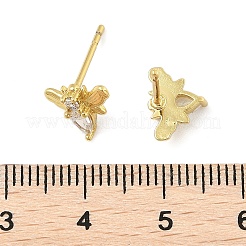 Brass Micro Pave Clear Cubic Zirconia Stud Earrings&nbsp;EJEW-R016-26G-11