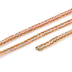 100M Segment Dyed Round Nylon & PET & Polyester Metallic Braided Cord&nbsp;OCOR-N009-01C