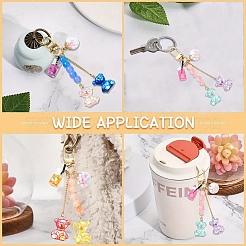 Bear Resin & Glass Pendant Decoration&nbsp;HJEW-YW00063-01