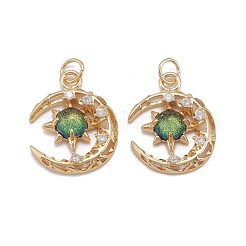 Brass Micro Pave Clear Cubic Zirconia Glass Pendants&nbsp;ZIRC-C024-06G