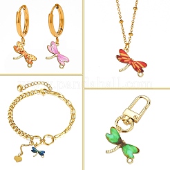 45Pcs 9 Colors Insect Theme Alloy Enamel Connector Charms&nbsp;ENAM-CJ0003-83