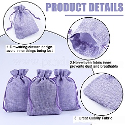 Polyester Imitation Burlap Packing Pouches Drawstring Bags&nbsp;ABAG-BBC0001-02B-03