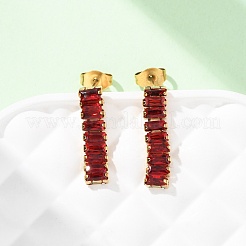 304 Stainless Steel Rectangle Tassel Stud Earrings&nbsp;EJEW-F393-01G
