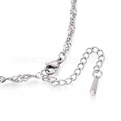 3.2MM 304 Stainless Steel Singapore Chain Necklaces&nbsp;NJEW-N058-12P