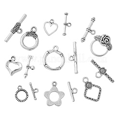 80Pcs 8 Styles Tibetan Style Toggle Clasps&nbsp;TIBEB-CJ0001-28