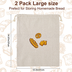 2Pcs Linen Bread Print Pouches&nbsp;AJEW-CP0003-81A