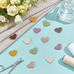 56Pcs 7 Colors Heart Polyester Embroidery Cloth Patches&nbsp;DIY-MA0006-84