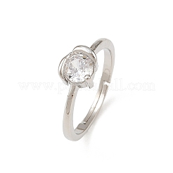 Brass Micro Pave Cubic Zirconia Finger Rings for Women&nbsp;RJEW-B153-02P