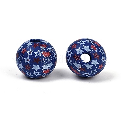Independence Day Theme Wood European Beads&nbsp;WOOD-Z005-01C-02