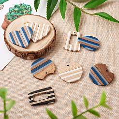 16Pcs 8 Style Resin & Wood Pendants&nbsp;RESI-BT0001-20