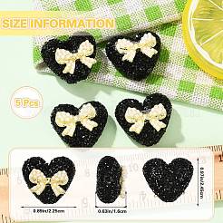 5Pcs Resin and Alloy Heart Beads&nbsp;RESI-SZ0002-17F
