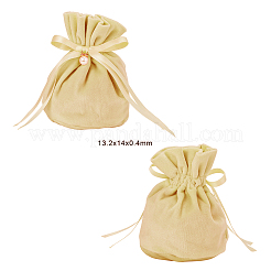 Velvet Jewelry Bags with Drawstring & Plastic Imitation Pearl&nbsp;TP-CJC0001-03I