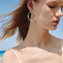 2 Pairs 2 Colors 304 Stainless Steel Mesh Chains Hoop Earrings&nbsp;EJEW-BBC0001-73C