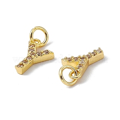 Real 18K Gold Plated Brass Micro Pave Clear Cubic Zirconia Charms&nbsp;KK-E068-VB452-Y