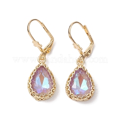 Glass Leverback Earring&nbsp;EJEW-C077-12KCG
