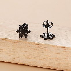 Christmas Snowflake 304 Stainless Steel Stud Earrings&nbsp;FS-WG2939F-03