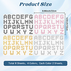 8 Sheets 4 Colors Letter A~Z Acrylic Hotfix Rhinestone&nbsp;DIY-CP0012-52