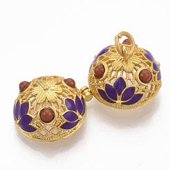 Rack Plating Brass Cage Pendants&nbsp;KK-T053-01G
