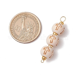 2Pcs 2 Colors Wood and Acrylic Round Beaded Corss Connector Charms&nbsp;PALLOY-JF03424