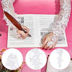 Flower Pattern Polyester Lace Long Fingerless Gloves&nbsp;AJEW-WH0348-695B