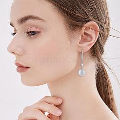 Pearl Earrings with Cubic Zirconia White Freshwater Shell Pearl Dangle Hook Earrings Stud Round Ball Drop Hoop Earrings Brass Jewelry Gift for Women&nbsp;JE1097A